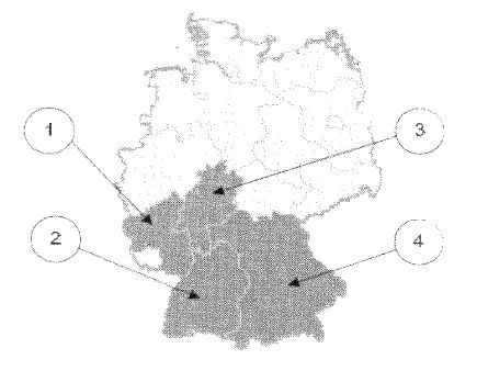 Abbildung zur Aufgabe 8. Welches Bundesland ist Rheinland-Pfalz?